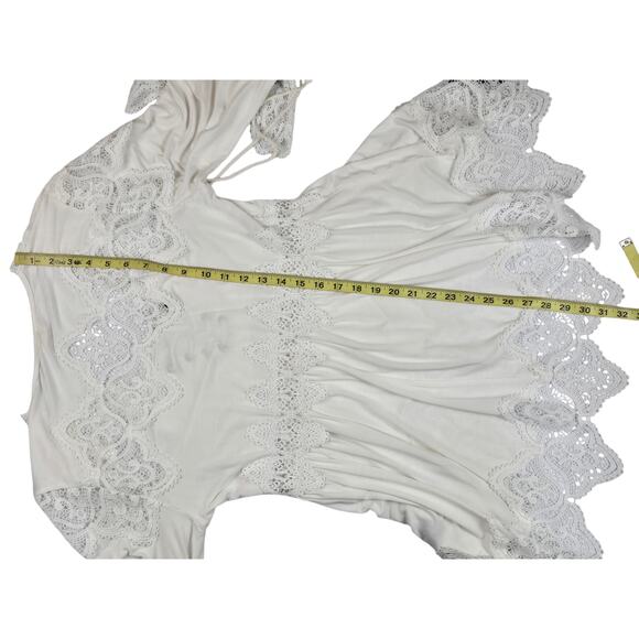 Womens Pol White Tunic Top Size Small Victorian Romantic Flowy Shirt Blouse - Picture 4 of 6